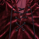 PUNK RAVE Women's Gothic Lace-up Velvet Hooded Cape Red
