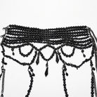 PUNK RAVE Women's Gothic Layered Beaded Detachable Cloak Black
