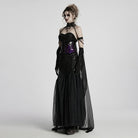 PUNK RAVE Women's Gothic Layered Beaded Detachable Cloak Black