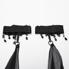 PUNK RAVE Women's Gothic Layered Beaded Detachable Cloak Black