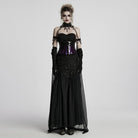 PUNK RAVE Women's Gothic Layered Beaded Detachable Cloak Black