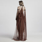 PUNK RAVE Women's Gothic Layered Beaded Detachable Cloak Coffee