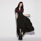 PUNK RAVE Women's Gothic Layered Drawstring Ruched Retro Skirt
