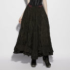 PUNK RAVE Women's Gothic Layered Drawstring Ruched Retro Skirt