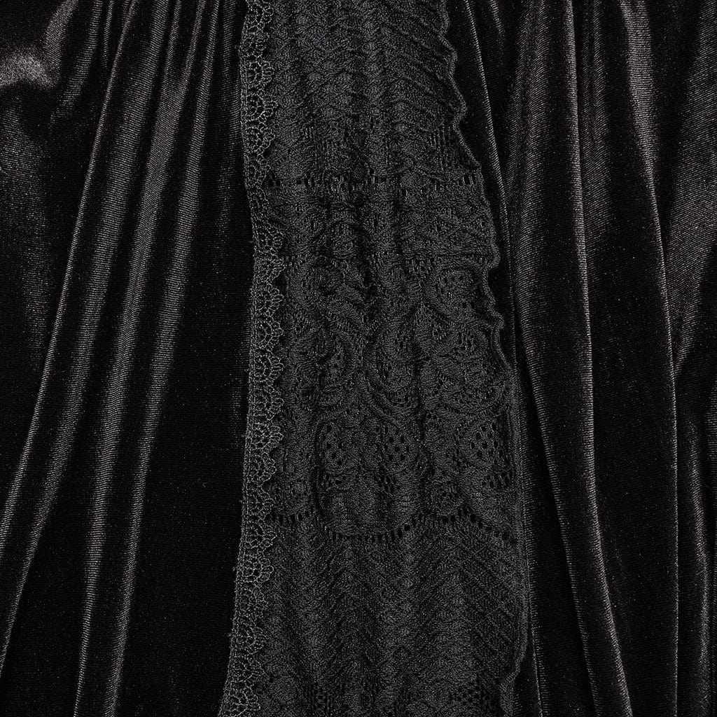 PUNK RAVE Women's Gothic Layered Lace Splice Velvet Skirt