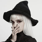 PUNK RAVE Women's Gothic Layered Ruffle Witch Knitted Hat