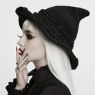 PUNK RAVE Women's Gothic Layered Ruffle Witch Knitted Hat