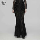 PUNK RAVE Women's Gothic Layered Ruffled Lace Mermaid Skirt