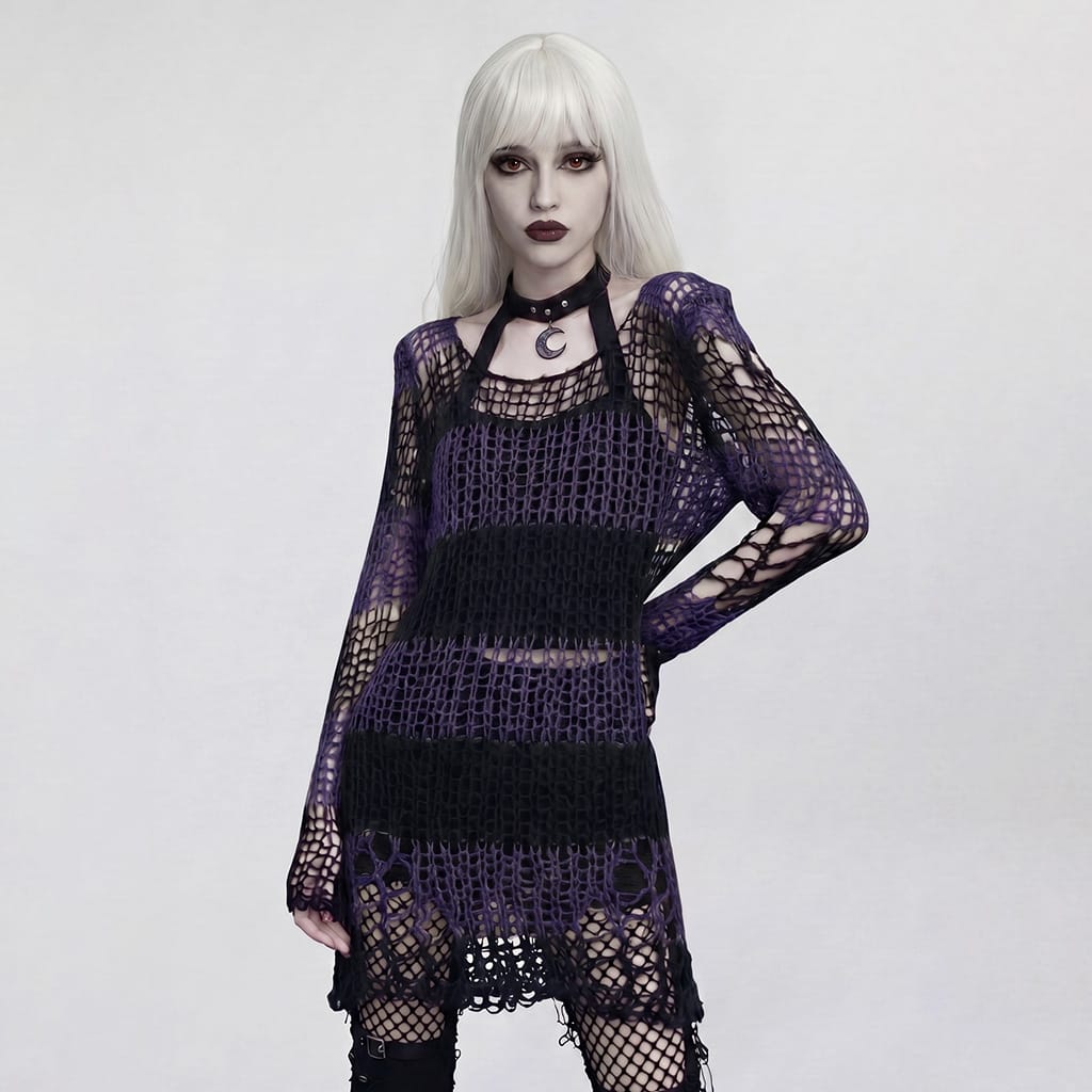 PUNK RAVE Women's Gothic Long Sleeve Pullover Sweater