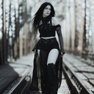 PUNK RAVE Women's Gothic Mesh Arm Sleeves with Detachable Choker