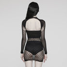PUNK RAVE Women's Gothic Mesh Cutout Sheer Long Sleeved Dress