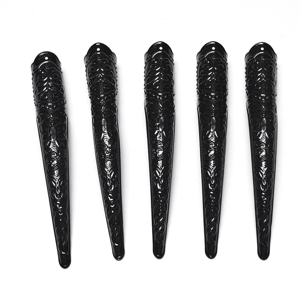 PUNK RAVE Women's Gothic Mesh Gloves with Detachable Nails and Cuffs