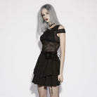 PUNK RAVE Women's Gothic Mesh Sheer Cutout Short Dress