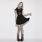 PUNK RAVE Women's Gothic Mesh Sheer Cutout Short Dress