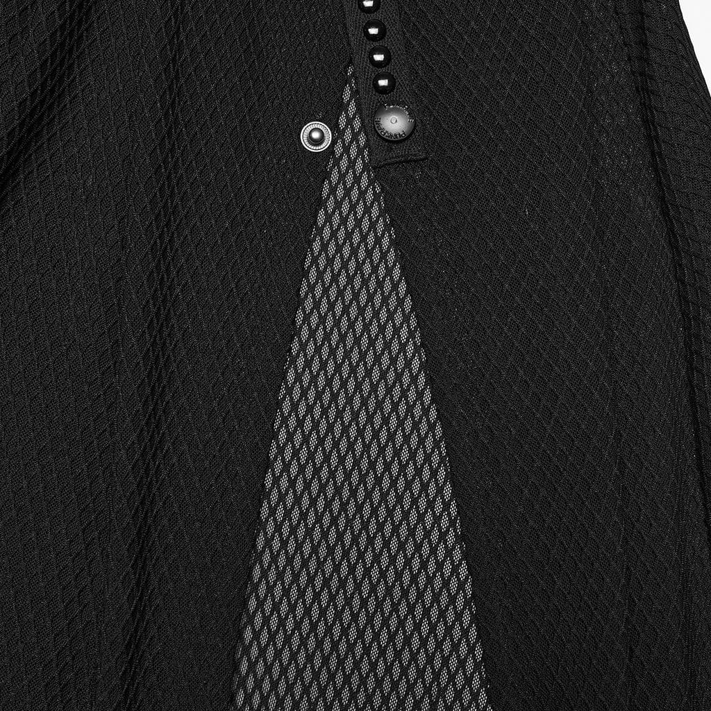 PUNK RAVE Women's Gothic Mesh Sheer Side Slit Long Skirt