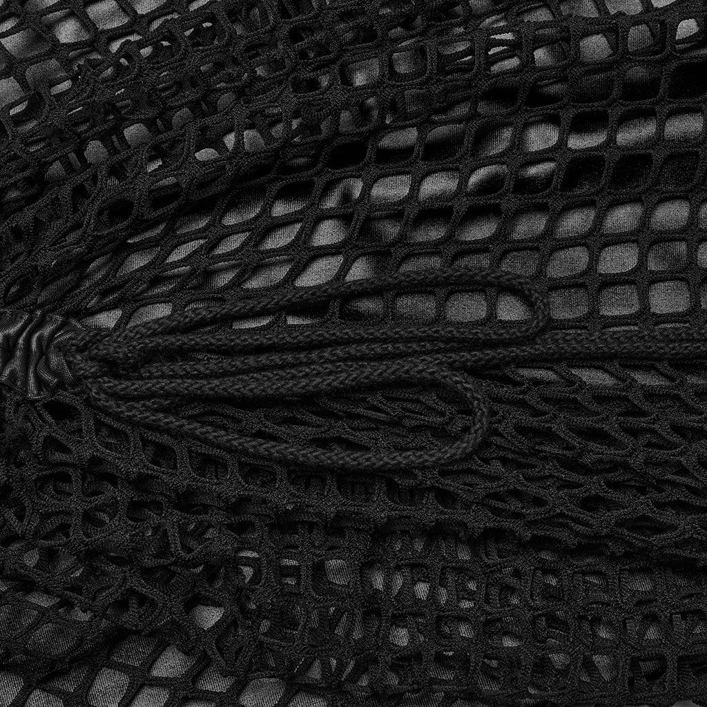 PUNK RAVE Women's Gothic Mesh Splice Drawstring Slip Dress Black
