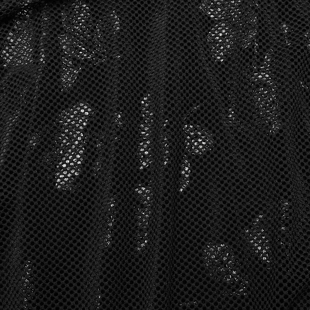 PUNK RAVE Women's Gothic Mesh Splice Rose Velvet Halterneck Dress