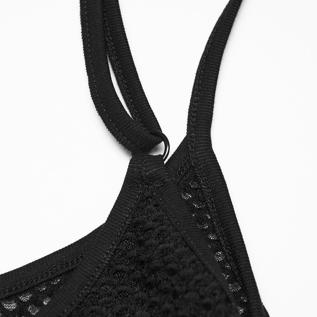 PUNK RAVE Women's Gothic Moon Mesh Tank Top