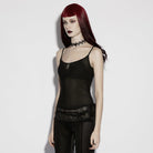 PUNK RAVE Women's Gothic Moon Mesh Tank Top