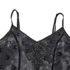 PUNK RAVE Women's Gothic Moon Printed Mesh Slip Dress with Cape Grey