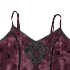 PUNK RAVE Women's Gothic Moon Printed Mesh Slip Dress with Cape Red