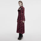 PUNK RAVE Women's Gothic Moon Printed Mesh Slip Dress with Cape Red