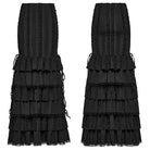 PUNK RAVE Women's Gothic Multilayer Ruffle Lace-up Mermaid Skirt