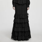 PUNK RAVE Women's Gothic Multilayer Ruffle Lace-up Mermaid Skirt