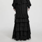 PUNK RAVE Women's Gothic Multilayer Ruffle Lace-up Mermaid Skirt