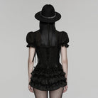 PUNK RAVE Women's Gothic Multilayer Ruffled Tiered Shorts