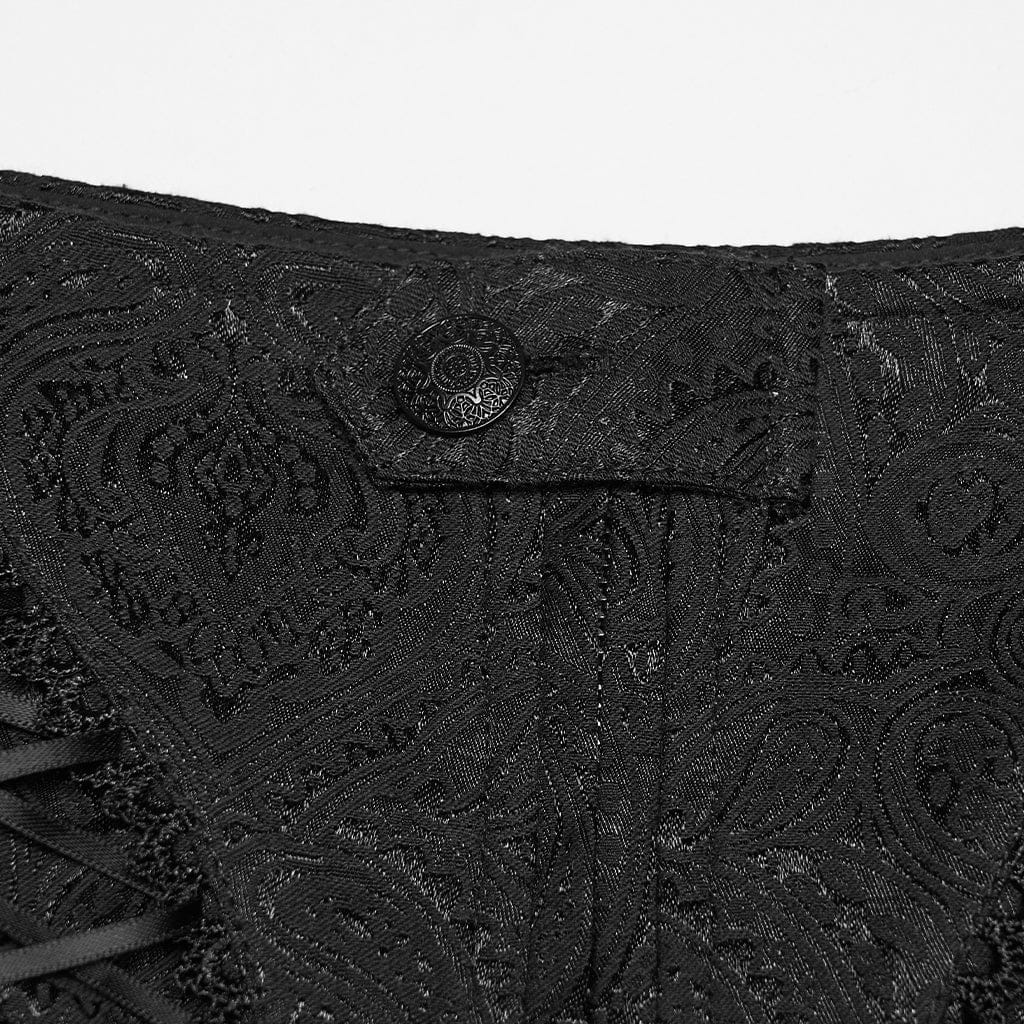 PUNK RAVE Women's Gothic Multilayer Ruffled Tiered Shorts