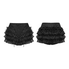 PUNK RAVE Women's Gothic Multilayer Ruffled Tiered Shorts