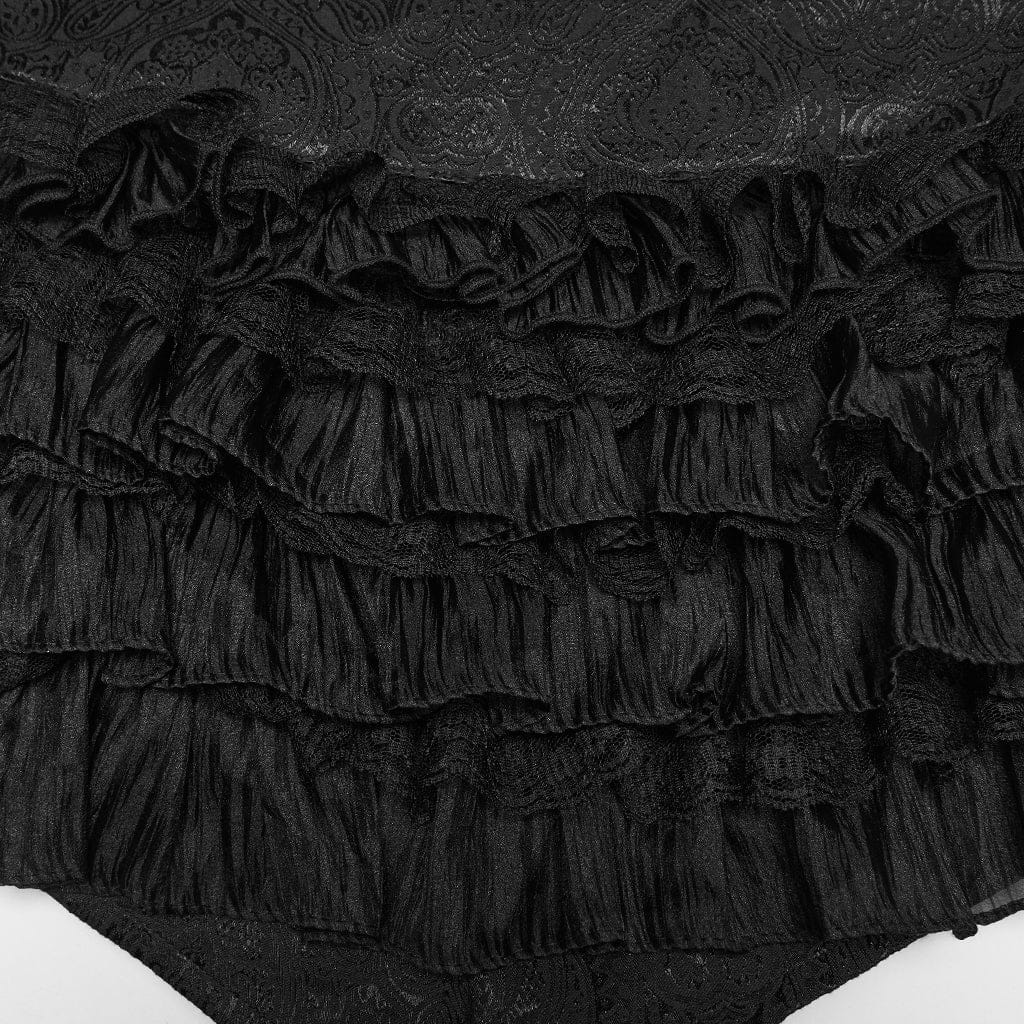 PUNK RAVE Women's Gothic Multilayer Ruffled Tiered Shorts
