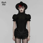 PUNK RAVE Women's Gothic Multilayer Ruffled Tiered Shorts