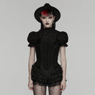 PUNK RAVE Women's Gothic Multilayer Ruffled Tiered Shorts