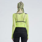 PUNK RAVE Women's Gothic Net Shrug Tops With Buckles