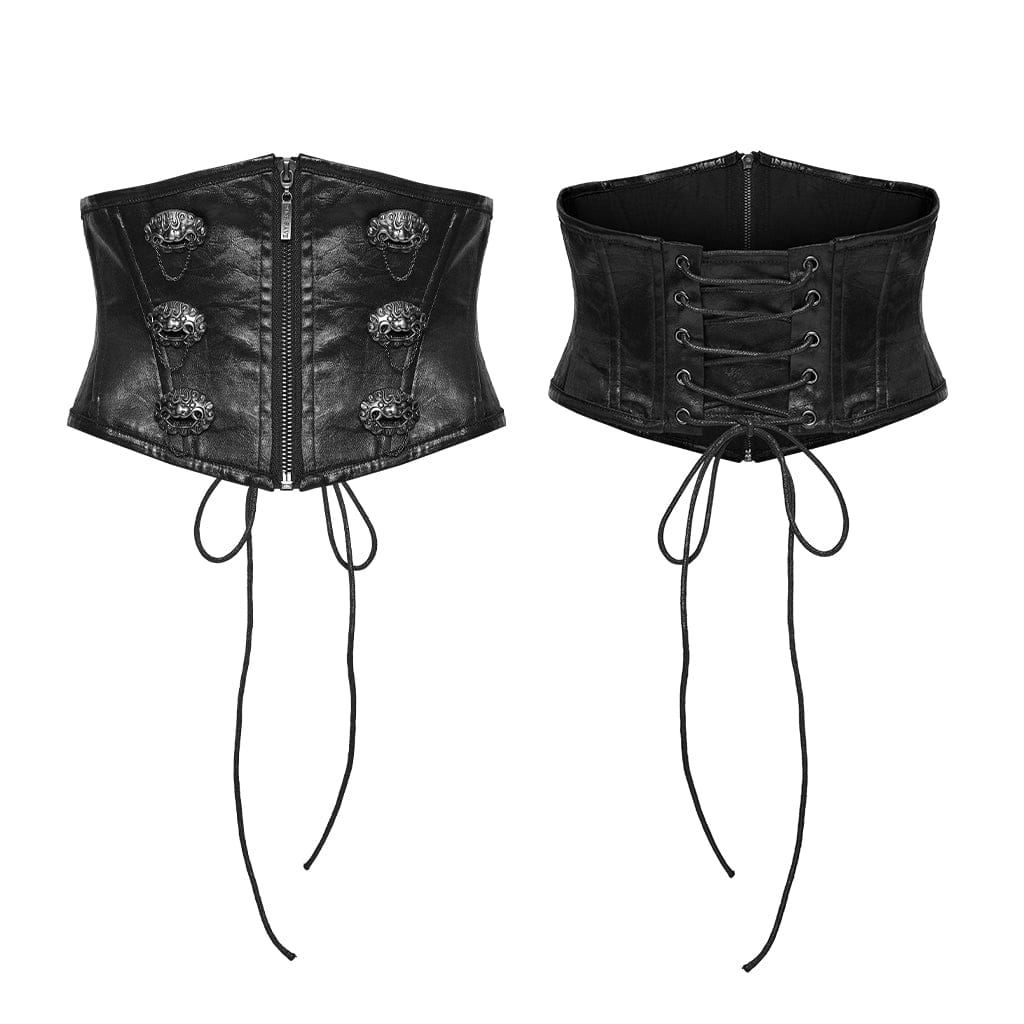 Women's Gothic New Chinese Style Spirit Beast Zip Underbust Corset