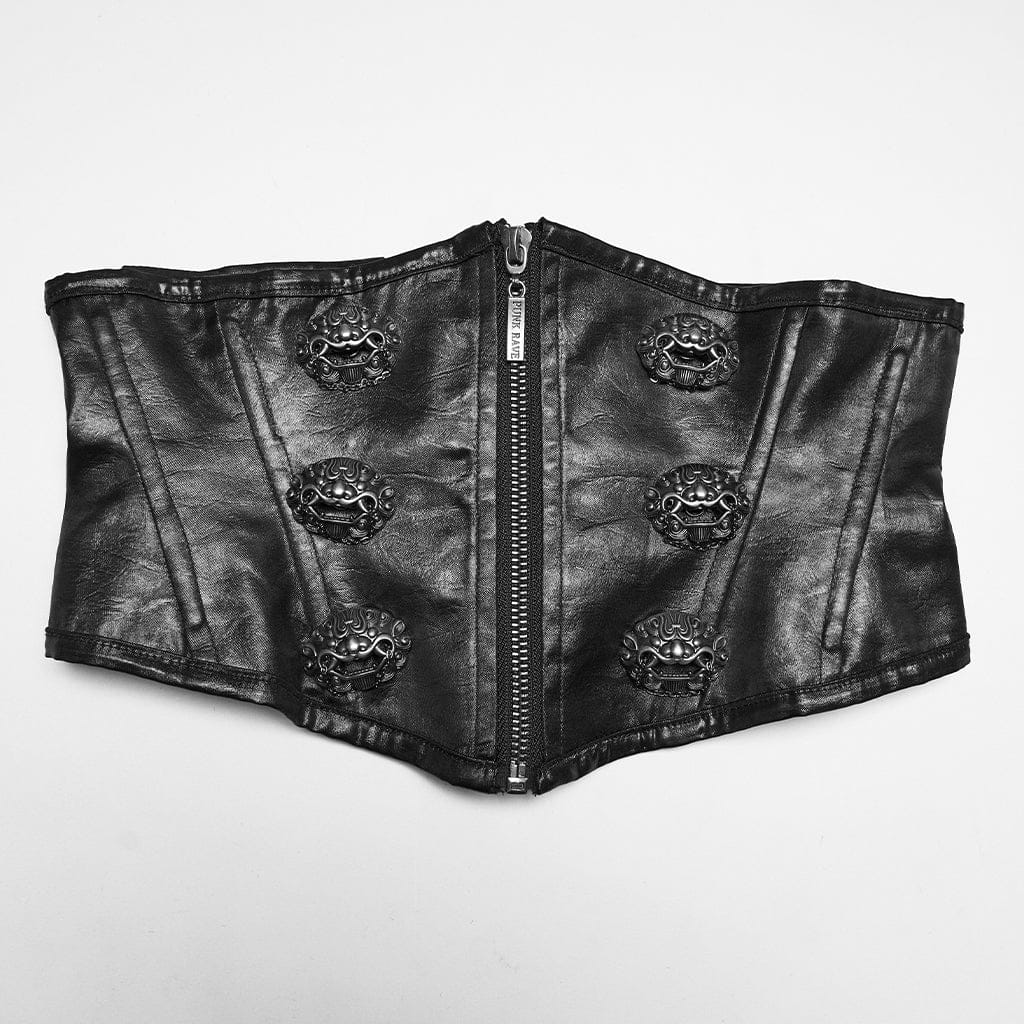 Women's Gothic New Chinese Style Spirit Beast Zip Underbust Corset