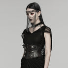 PUNK RAVE Women's Gothic New Chinese Style Spirit Beast Zip Underbust Corset