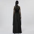 PUNK RAVE Women's Gothic Off Should Mesh Splice Split Dress