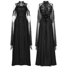 PUNK RAVE Women's Gothic Off Should Mesh Splice Split Dress