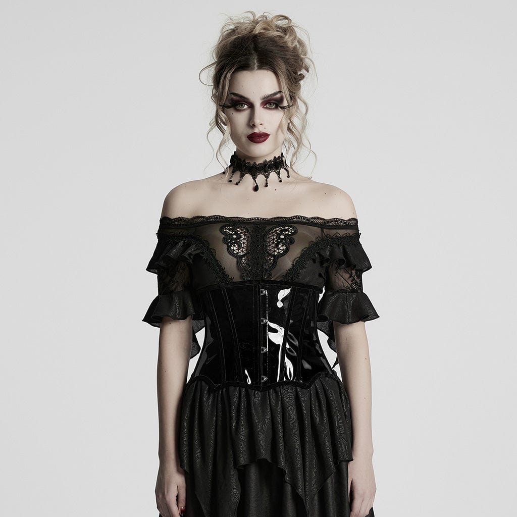 black high fashion dress SNATCH ME UP FAUX LEATHER BELTED CORSET TOP – AKIRA main image 1
