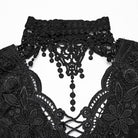 PUNK RAVE Women's Gothic Plunging Flared Sleeved Lace-up Shirt