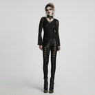 PUNK RAVE Women's Gothic Plunging Flared Sleeved Lace-up Shirt