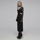 PUNK RAVE Women's Gothic Plunging Mesh Splice Cutout Dress