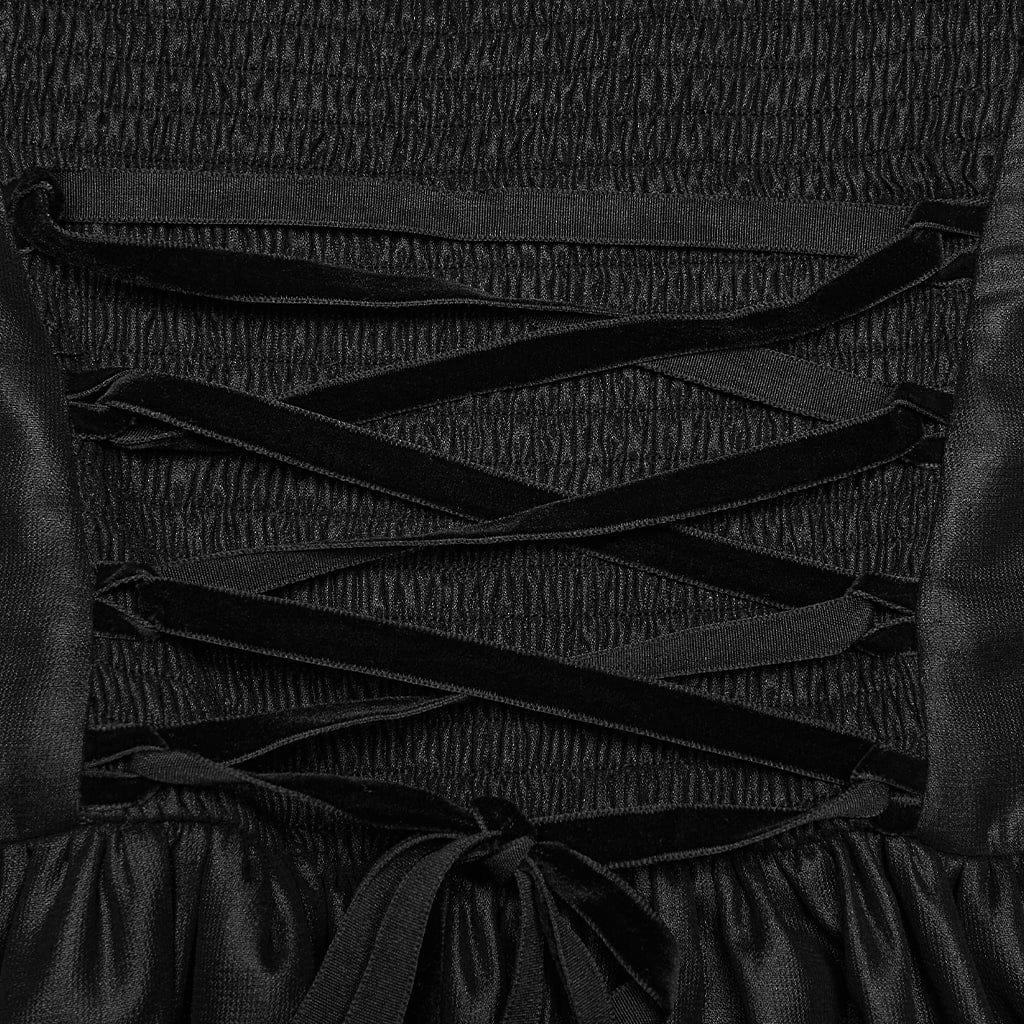 PUNK RAVE Women's Gothic Plunging Off Shoulder Maxi Dress