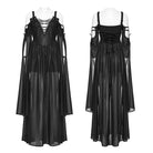 PUNK RAVE Women's Gothic Plunging Off Shoulder Maxi Dress