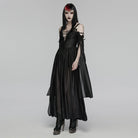 PUNK RAVE Women's Gothic Plunging Off Shoulder Maxi Dress