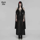PUNK RAVE Women's Gothic Plunging Off Shoulder Maxi Dress