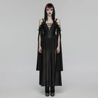 PUNK RAVE Women's Gothic Plunging Off Shoulder Maxi Dress Wedding Dress